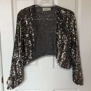 ABERCROMBIE & FITCH Gray/Silver Sequin Cardigan XS